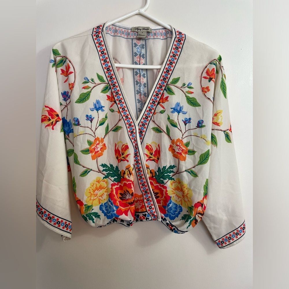 Flying Tomato Floral Bohemian Women's Cropped Top size Small
